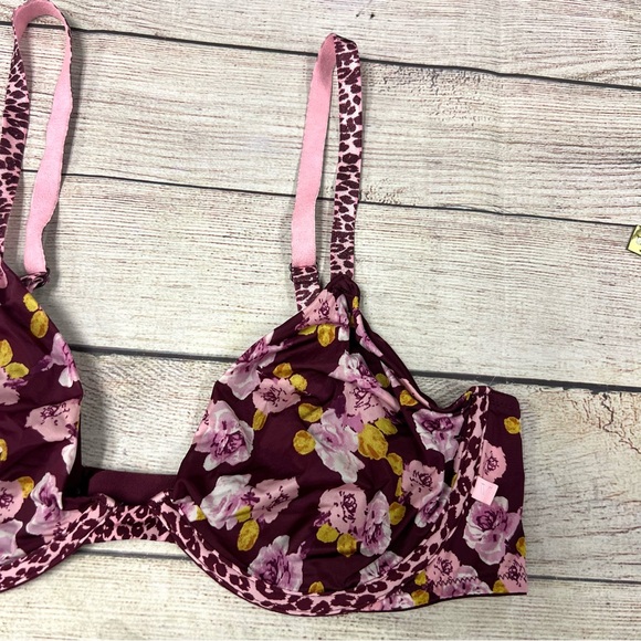 Victoria's Secret Floral Bra Unlined Demi Pink Leopard Size 36C - Picture 4 of 6